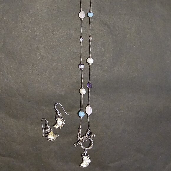 Angi Olami Roman Glass/Semi-Precious/Sterling Silver Necklace and Earring Set - Picture 3 of 8